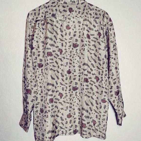 Silk Icon 💯 silk button down blouse shirt size s - Picture 2 of 5